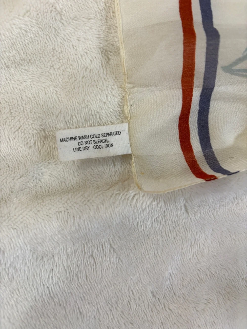 Source‎ Unknown Cream Scarf with Red & Lavender Floral Print - Made in Italy